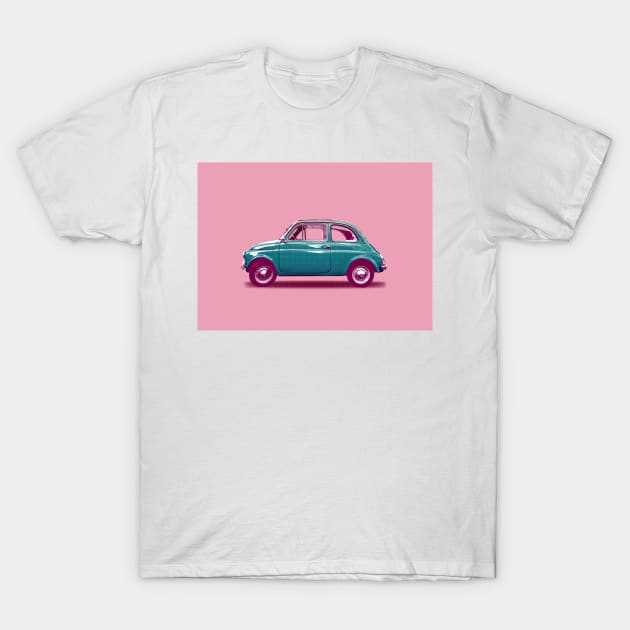 Pink and Green Fiat 500 T-Shirt by markvickers41